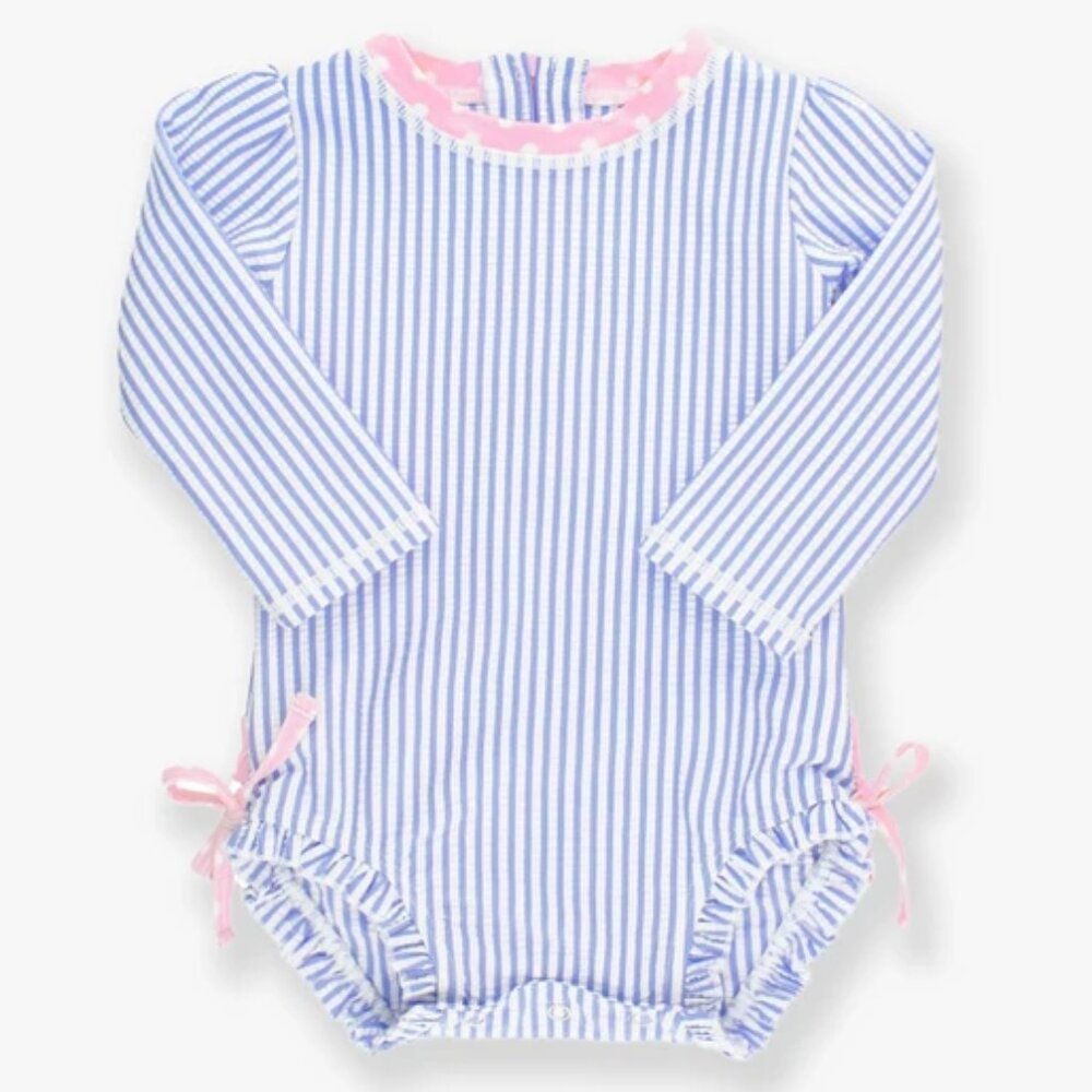 Ruffle Butts Seersucker Long Sleeve Rashguard